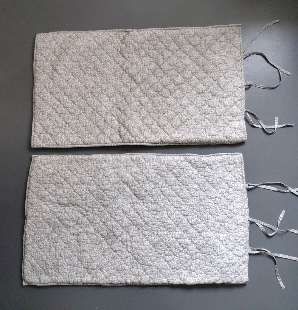 2 THE COMPANY STORE Quilted Pillow Shams Set Gray KING Size Tie Closure Cozy